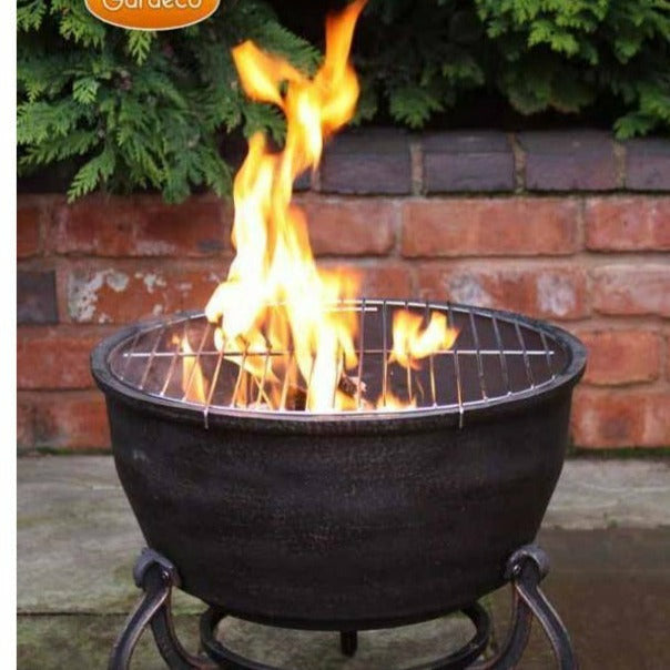 Fire bowl with clearance grill